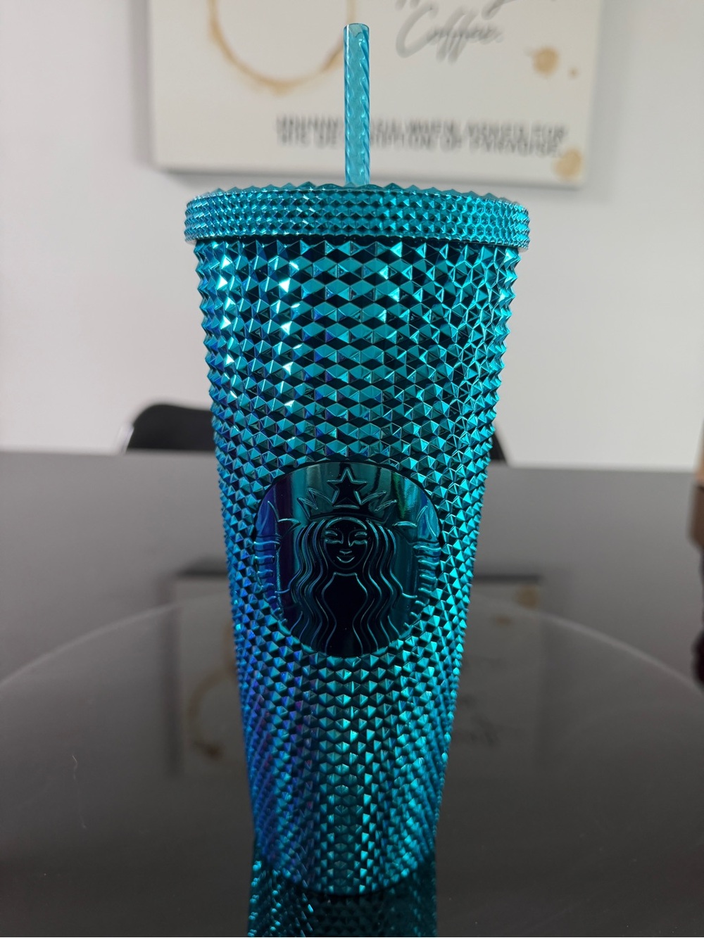 NWT Starbucks Venti Teal Chrome Studded Cold Cup